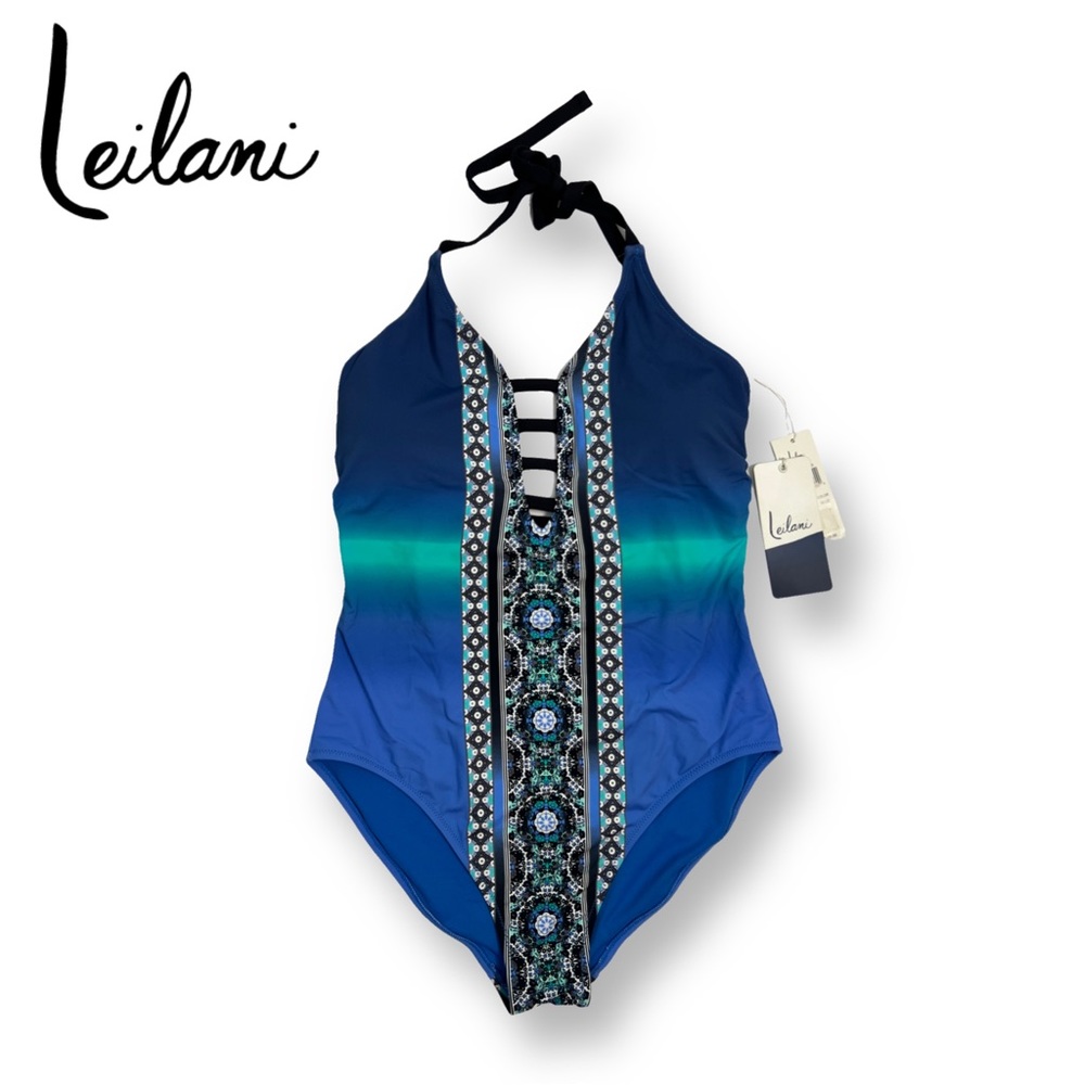 Leilani One Piece Ombré Strappy Halter Swimsuit Size 10